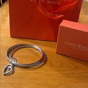 James Avery Silver Bangle with Heart Charm